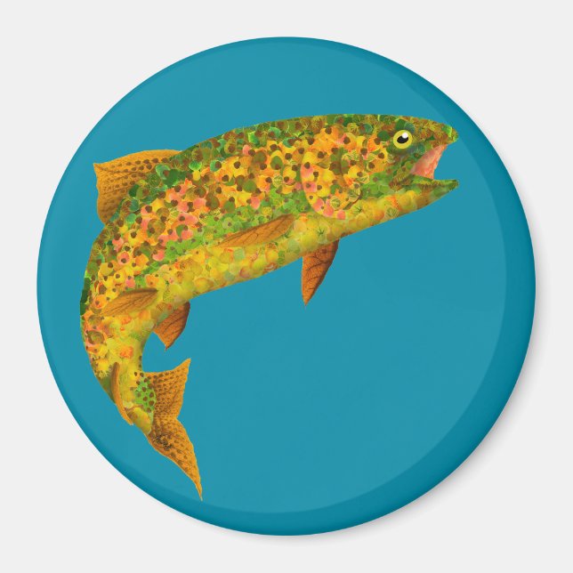 Aspen Leaf Regenbogenforelle 2 Magnet (Vorne)