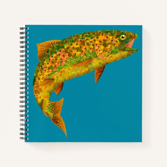Aspen Leaf Regenbogenforelle 2 Notizbuch (Vorderseite)