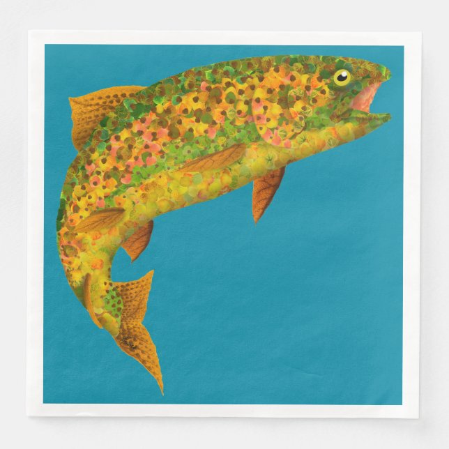 Aspen Leaf Regenbogenforelle 2 Serviette (Vorderseite)