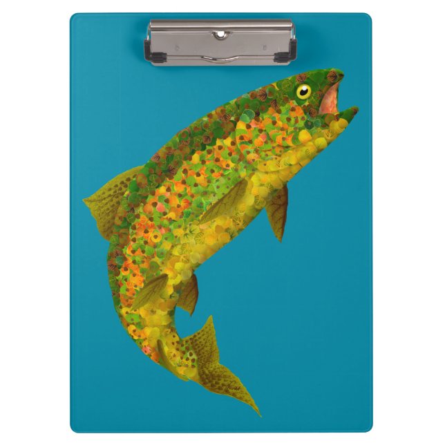 Aspen Leaf Regenbogenforelle 3 Klemmbrett (Vorderseite)