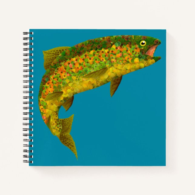 Aspen Leaf Regenbogenforelle 3 Notizbuch (Vorderseite)