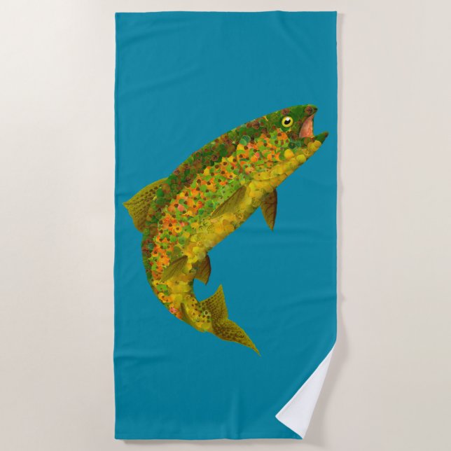 Aspen Leaf Regenbogenforelle 3 Strandtuch (Vorderseite)