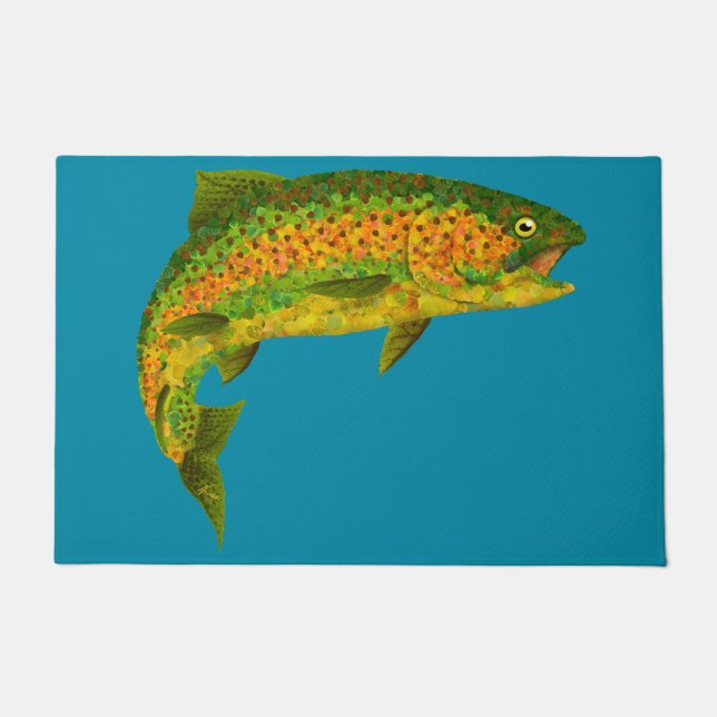 Aspen Leaf Regenbogenforelle 4 Fußmatte (Vorderseite)