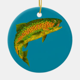 Aspen Leaf Regenbogenforelle 4 Keramik Ornament