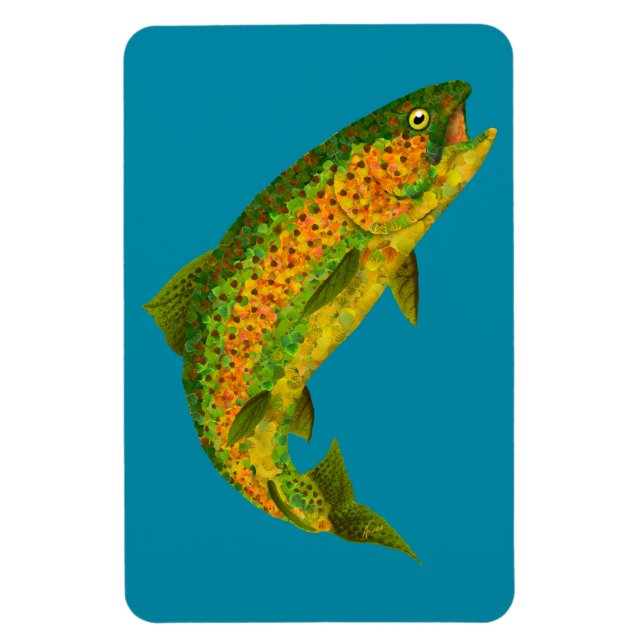 Aspen Leaf Regenbogenforelle 4 Magnet (Vertikal)