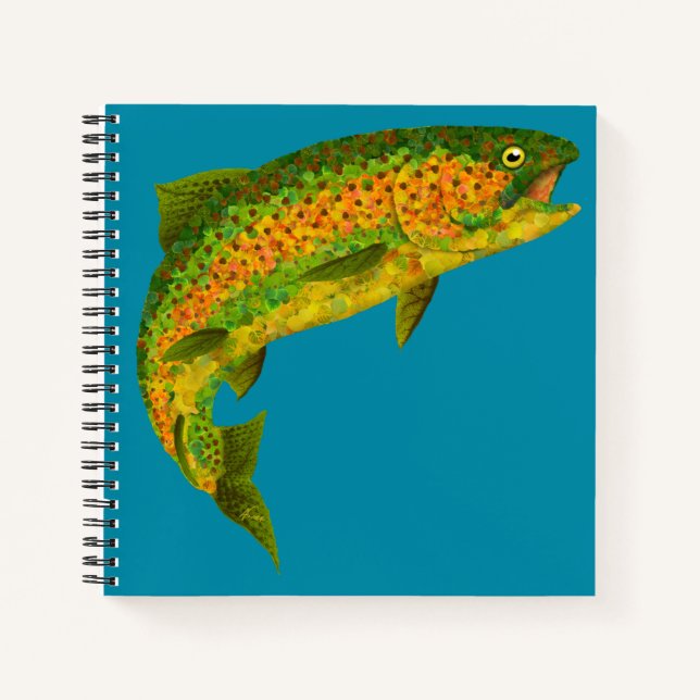 Aspen Leaf Regenbogenforelle 4 Notizbuch (Vorderseite)