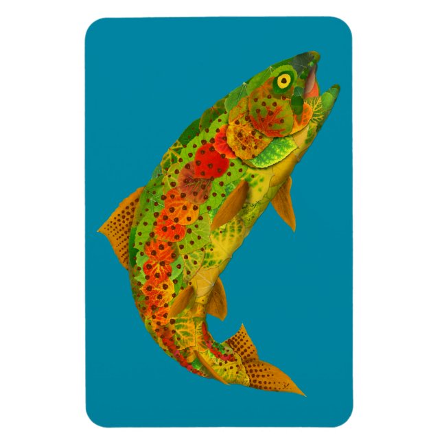 Aspen Leaf Regenbogenforelle 5 Magnet (Vertikal)