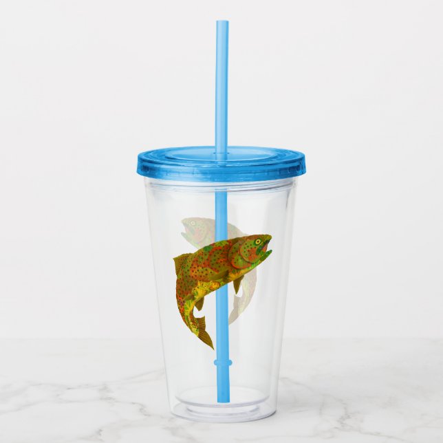 Aspen Leaf Regenbogenforelle 6 Acryltrinkbecher (Vorderseite)