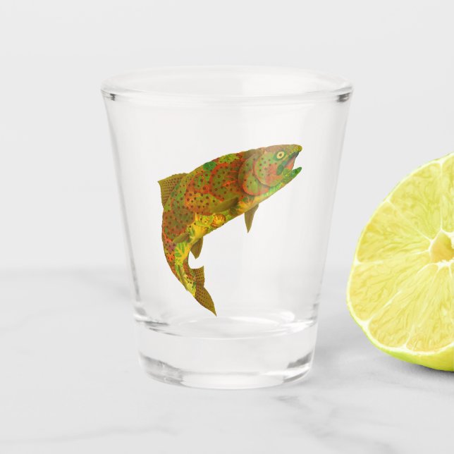 Aspen Leaf Regenbogenforelle 6 Schnapsglas (Vorderseite)