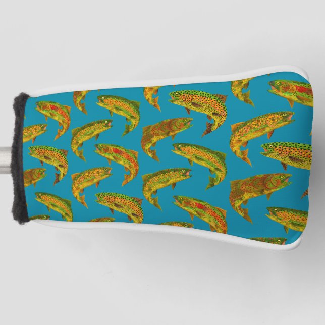 Aspen Leaf Regenbogenforelle Nahtlose Muster 2018 Golf Headcover (Vorderseite)