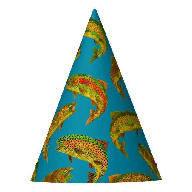 Aspen Leaf Regenbogenforelle Nahtlose Muster 2018 Partyhütchen (Vorderseite)