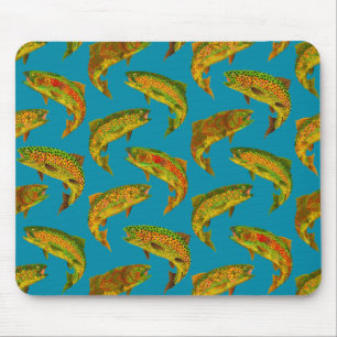 Aspen Leaf Regenbogenforelle Nahtloses Muster 2018 Mousepad