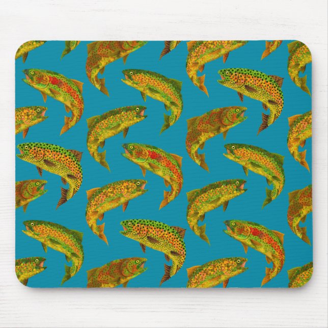 Aspen Leaf Regenbogenforelle Nahtloses Muster 2018 Mousepad (Vorne)