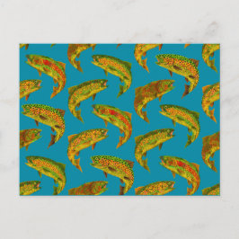 Aspen Leaf Regenbogenforelle Nahtloses Muster 2018 Postkarte