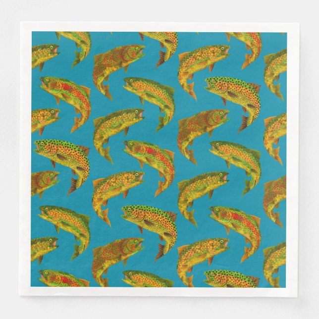 Aspen Leaf Regenbogenforelle Nahtloses Muster 2018 Serviette (Vorderseite)