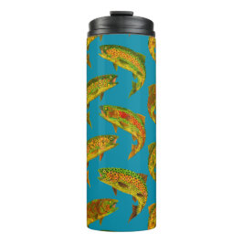 Aspen Leaf Regenbogenforelle Nahtloses Muster 2018 Thermosbecher