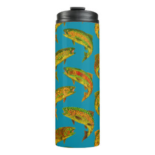 Aspen Leaf Regenbogenforelle Nahtloses Muster 2018 Thermosbecher