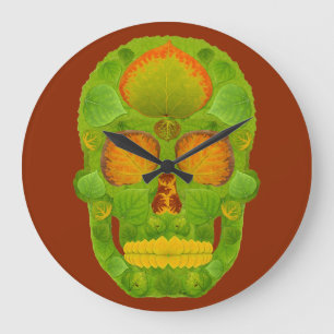 Aspen Leaf Skull 10 Große Wanduhr