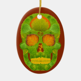 Aspen Leaf Skull 10 Keramikornament
