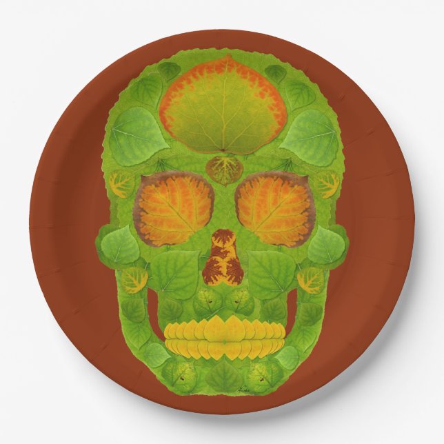 Aspen Leaf Skull 10 Pappteller (Vorderseite)
