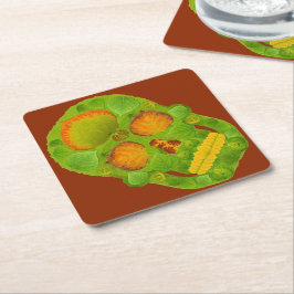 Aspen Leaf Skull 10 Rechteckiger Pappuntersetzer