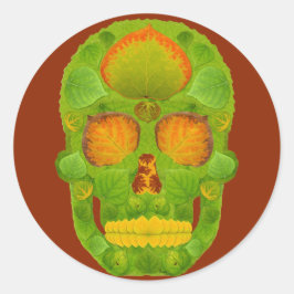 Aspen Leaf Skull 10 Runder Aufkleber