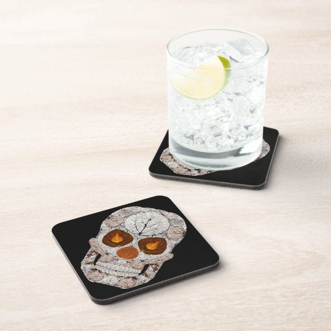 Aspen Leaf Skull 11 Getränkeuntersetzer (Rechte Seite)