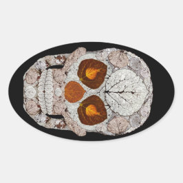 Aspen Leaf Skull 11 Ovaler Aufkleber