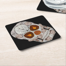 Aspen Leaf Skull 11 Rechteckiger Pappuntersetzer