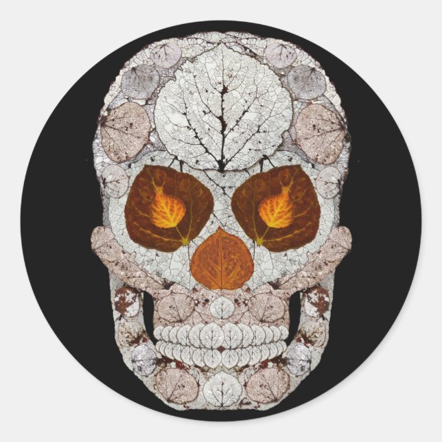 Aspen Leaf Skull 11 Runder Aufkleber (Vorderseite)