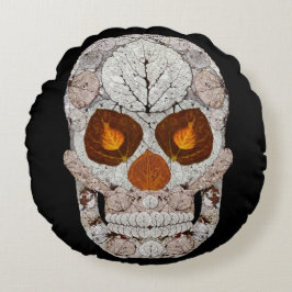 Aspen Leaf Skull 11 Rundes Kissen