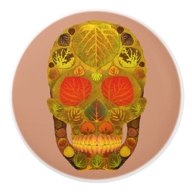 Aspen Leaf Skull 12 Keramikknauf (Vorderseite)