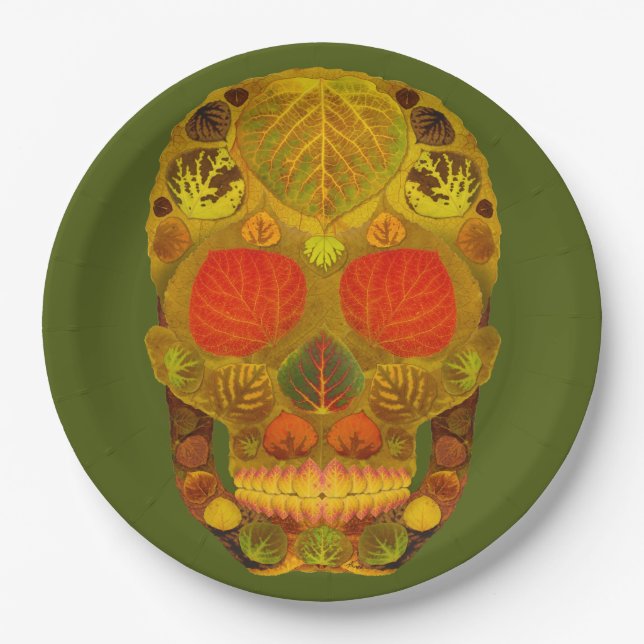 Aspen Leaf Skull 12 Pappteller (Vorderseite)