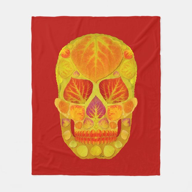 Aspen Leaf Skull 13 Fleecedecke (Vorderseite)