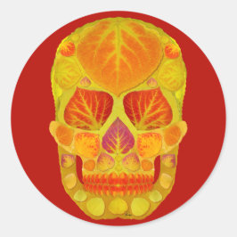 Aspen Leaf Skull 13 Runder Aufkleber