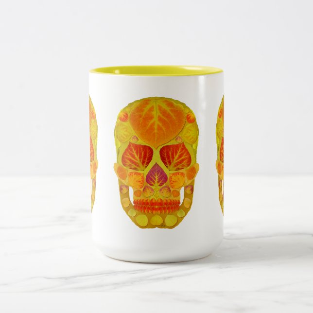 Aspen Leaf Skull 13 Zweifarbige Tasse (Mittel)