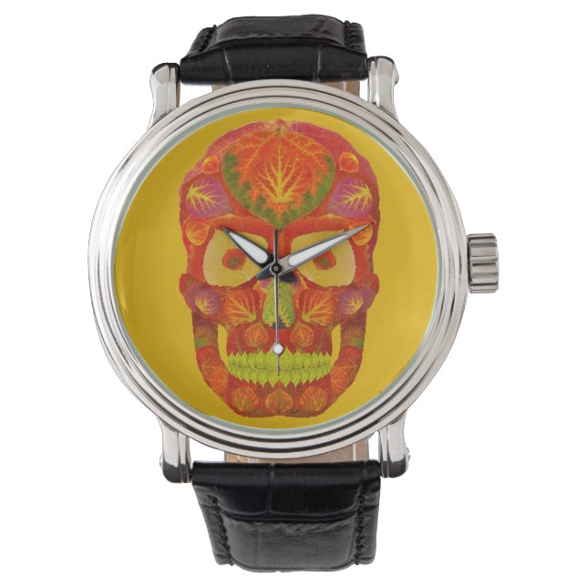 Aspen Leaf Skull 16 Armbanduhr (Vorderseite)