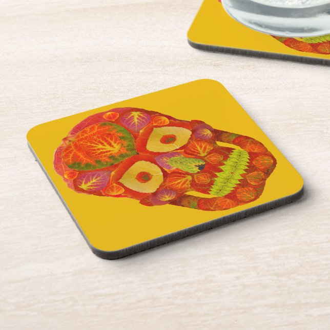 Aspen Leaf Skull 16 Getränkeuntersetzer (Linke Seite)