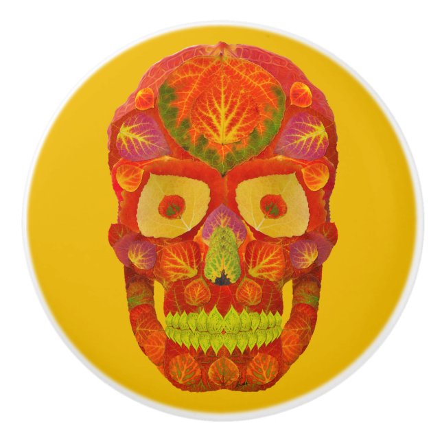 Aspen Leaf Skull 16 Keramikknauf (Vorderseite)