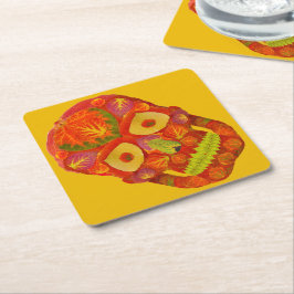 Aspen Leaf Skull 16 Rechteckiger Pappuntersetzer