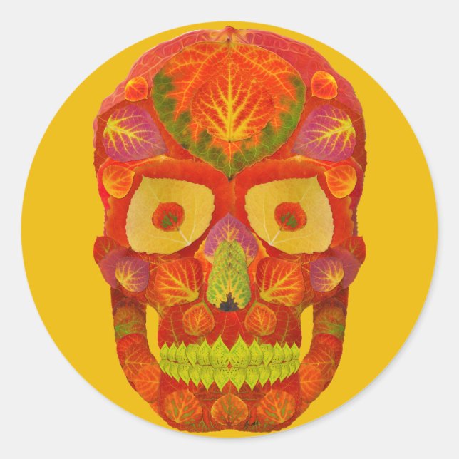 Aspen Leaf Skull 16 Runder Aufkleber (Vorderseite)
