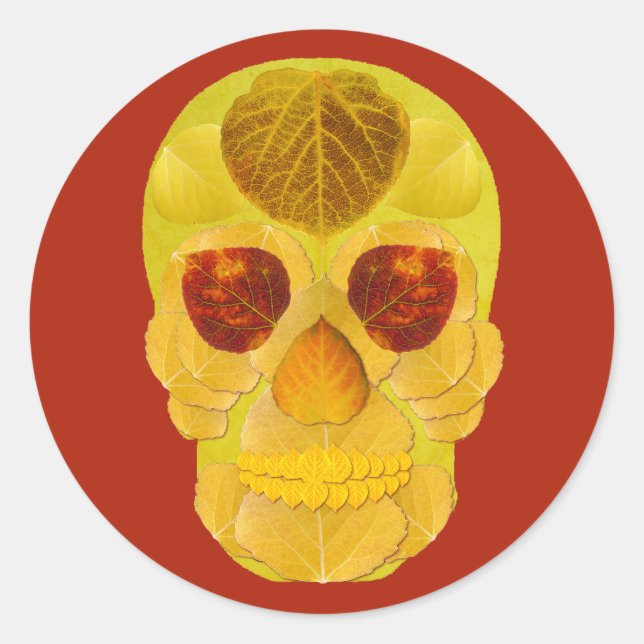 Aspen Leaf Skull 1 Runder Aufkleber (Vorderseite)