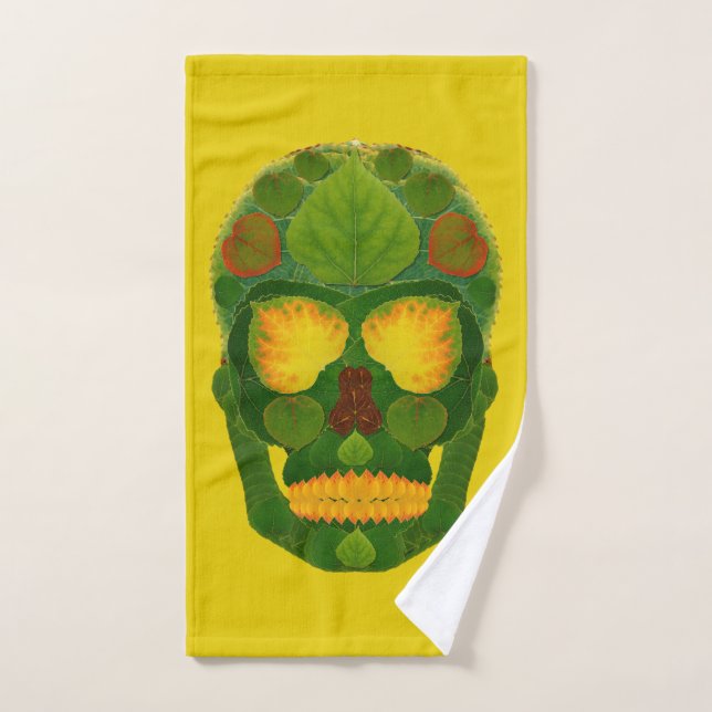 Aspen Leaf Skull 9 Badhandtuch Set (Handtuch)
