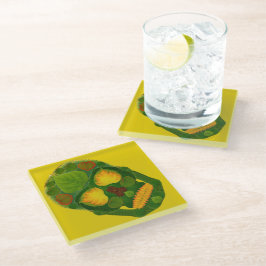 Aspen Leaf Skull 9 Glasuntersetzer