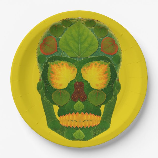 Aspen Leaf Skull 9 Pappteller (Vorderseite)