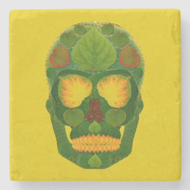 Aspen Leaf Skull 9 Steinuntersetzer (Vorderseite)