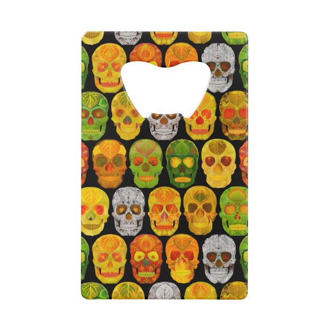 Aspen Leaf Skulls nahtloses Muster 2018 Geldbeutel Flaschenöffner (Vorderseite)