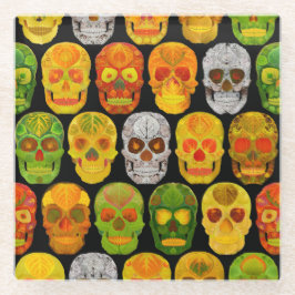 Aspen Leaf Skulls nahtloses Muster 2018 Glasuntersetzer