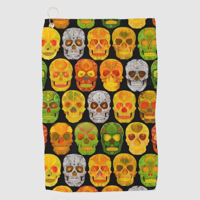 Aspen Leaf Skulls nahtloses Muster 2018 Golfhandtuch (Vorderseite)