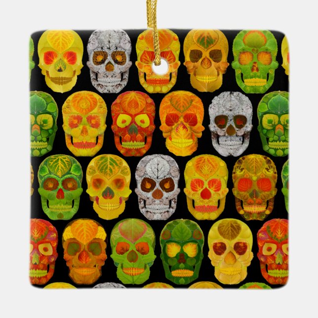 Aspen Leaf Skulls nahtloses Muster 2018 Keramikornament (Vorderseite)